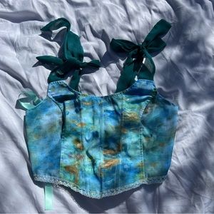 Hand-sewn blue cloud corset